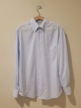 Brunello Cucinelli Shirt Men's Large Blue Button Down Long Sleeve Dress Italy L